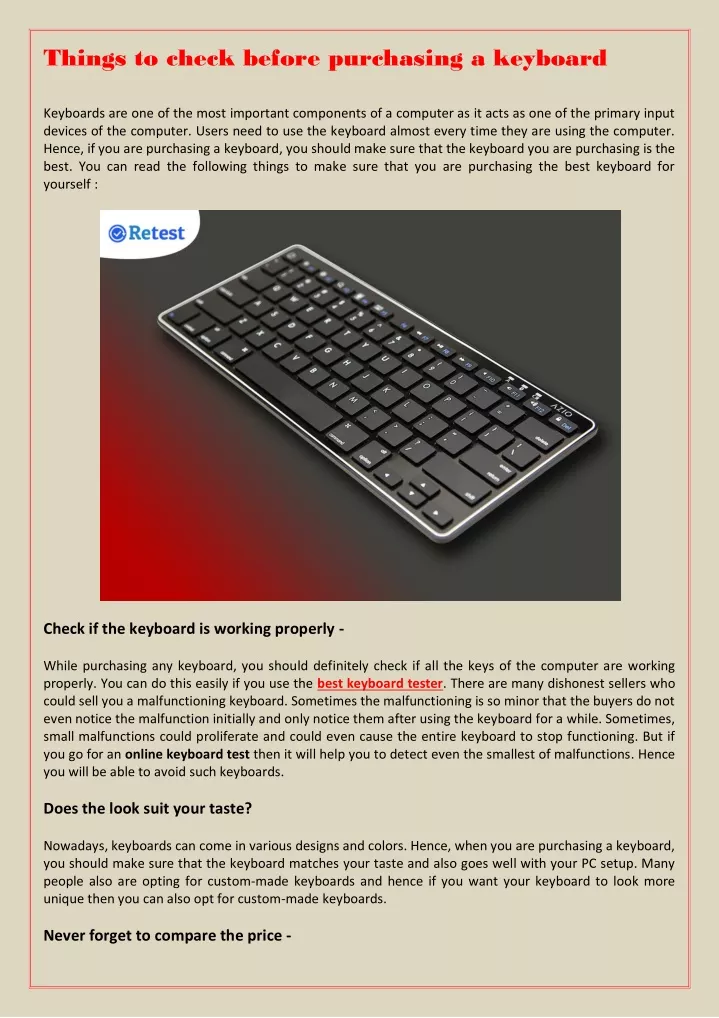 things to check before purchasing a keyboard