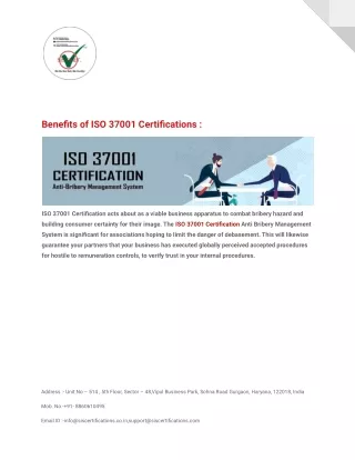 Benefits of ISO 37001 Certifications