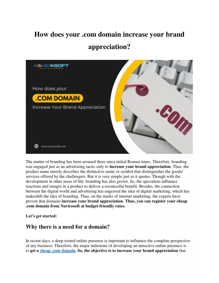 how does your com domain increase your brand