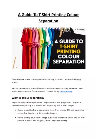 A Guide To T-Shirt Printing Colour Separation