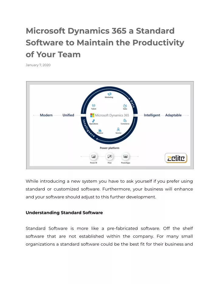 microsoft dynamics 365 a standard software