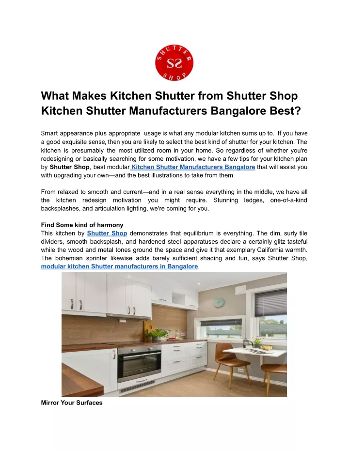 what makes kitchen shutter from shutter shop