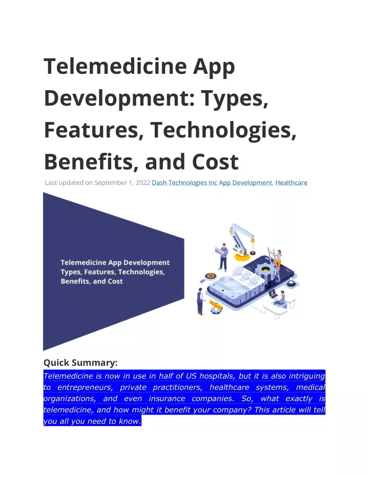 telemedicine app development types features