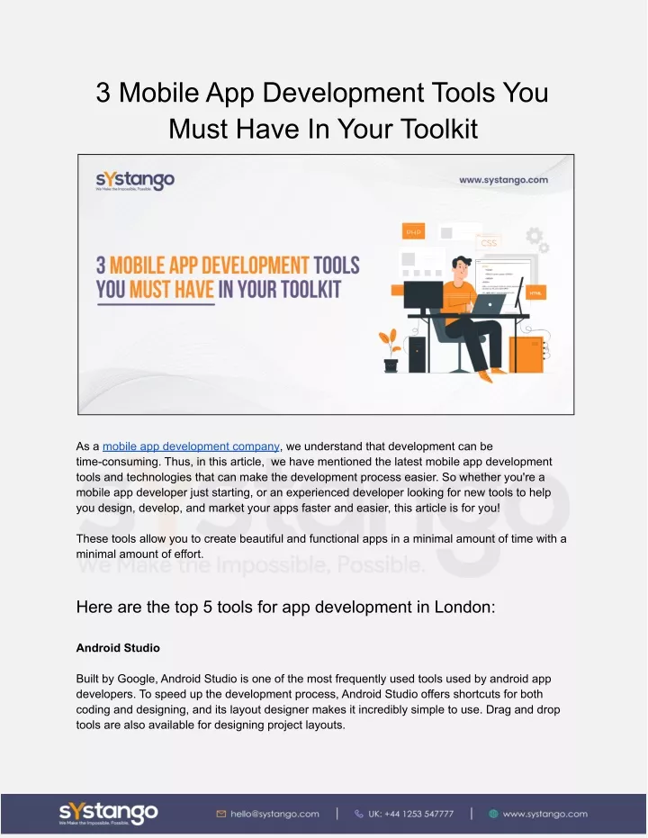 3 mobile app development tools you must have