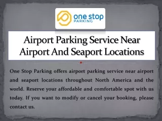 Airport Parking Service Near Airport And Seaport Locations