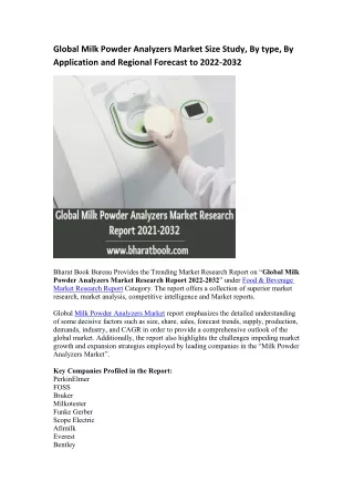 global milk powder analyzers market size study