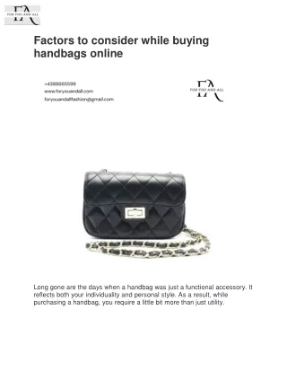 Factors to consider while buying handbags online