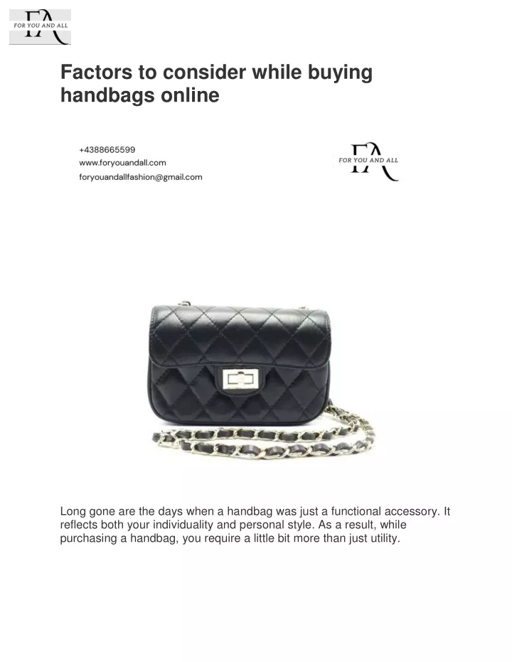 factors to consider while buying handbags online