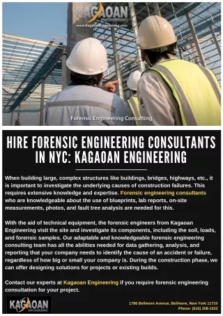 Hire Forensic Engineering Consultants in NYC: Kagaoan Engineering