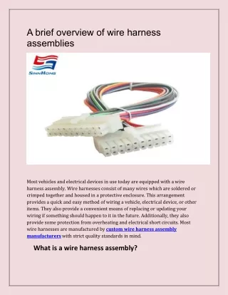 A brief overview of wire harness assemblies