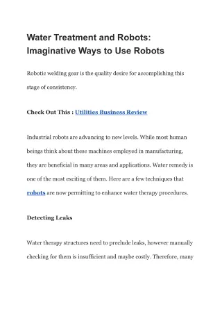 water treatment and robots imaginative ways