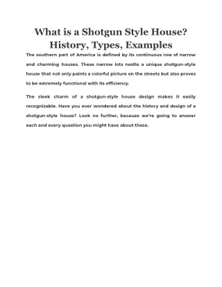 what is a shotgun style house history types