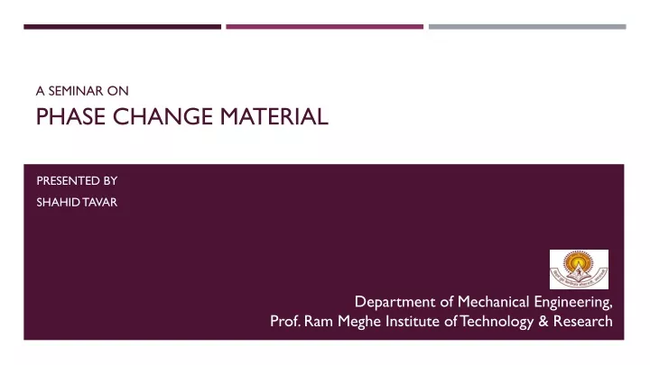 a seminar on phase change material