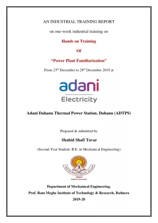 Industrial Training Report - Power Plant Familiarization