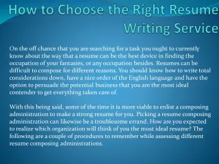 How to Choose the Right Resume Writing Service