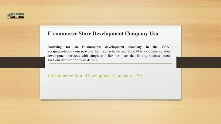 e commerce store development company usa