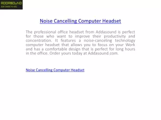 Noise Cancelling Computer Headset  Addasound.com