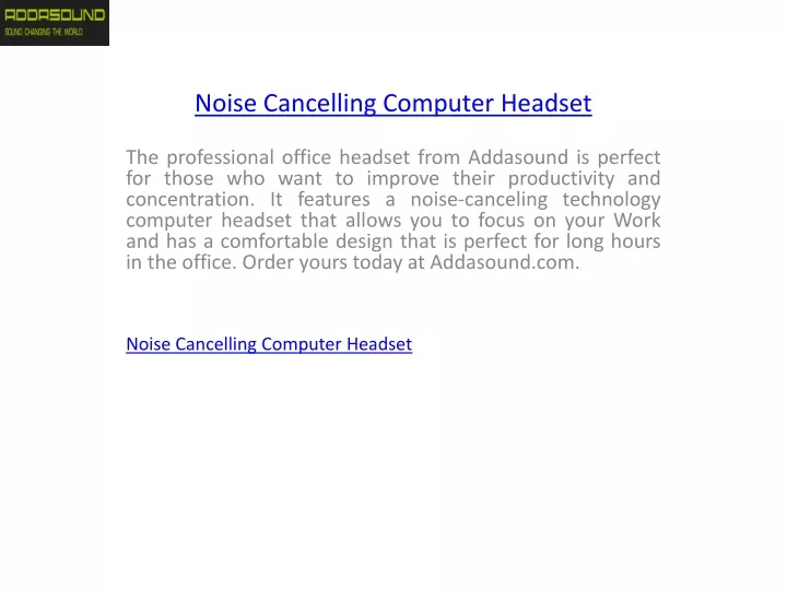 noise cancelling computer headset