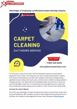 Advantages of employing a professional carpet cleaning company