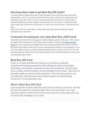 How long does it take to get Best Buy Egift Cards