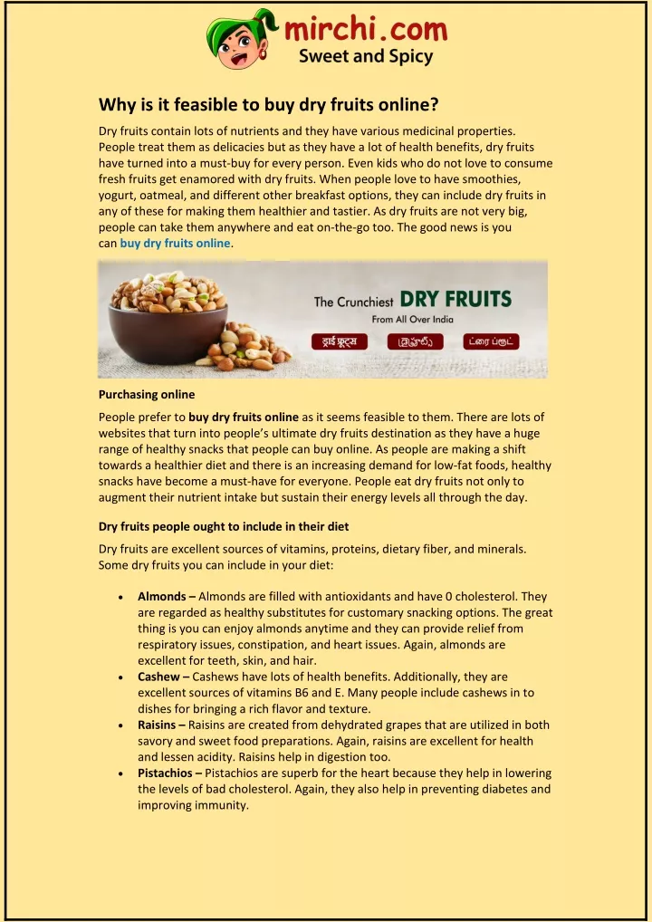 why is it feasible to buy dry fruits online