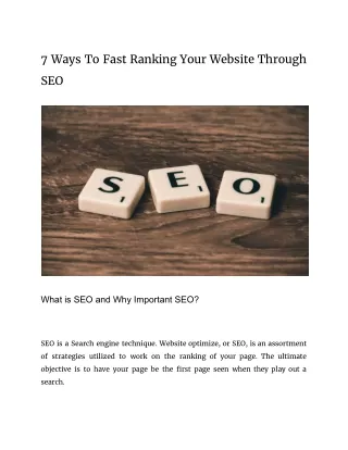 7 ways to fast ranking Your website through SEO