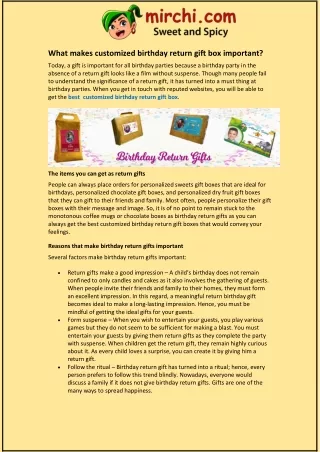 what makes customized birthday return gift