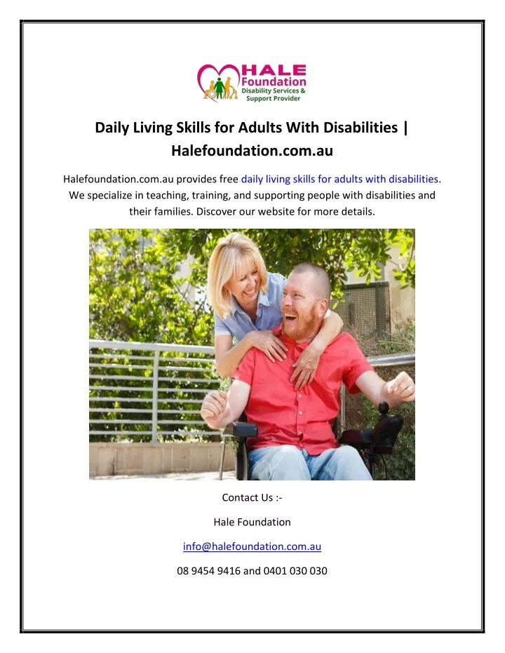 daily living skills for adults with disabilities