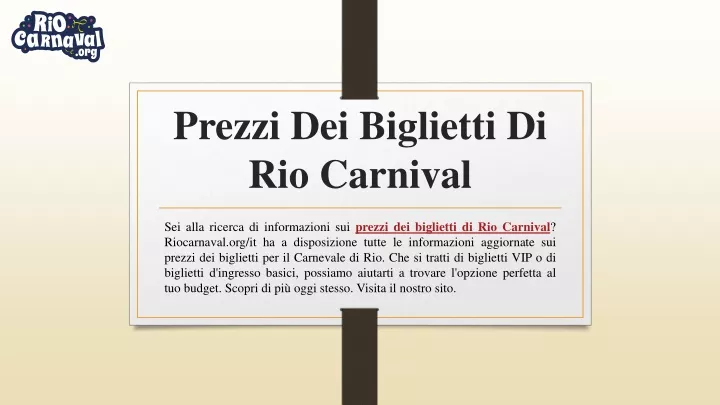 prezzi dei biglietti di rio carnival