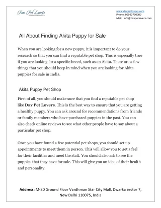 All About Finding Akita Puppy for Sale