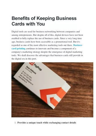 Benefits of Keeping Business Cards with You