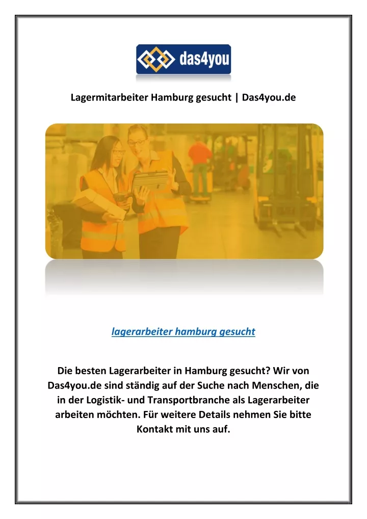 lagermitarbeiter hamburg gesucht das4you de