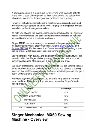 Singer MX60 Sewing Machine Review