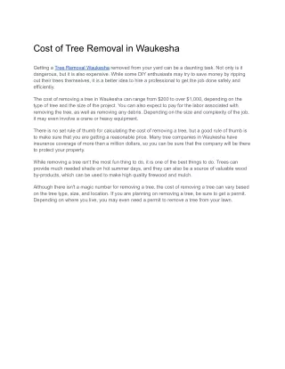 Cost of Tree Removal in Waukesha