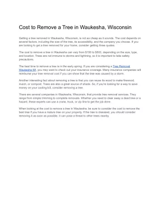 Cost to Remove a Tree in Waukesha, Wisconsin