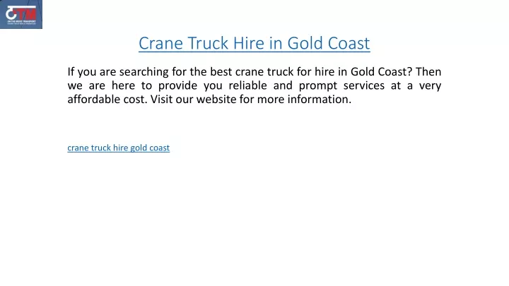 crane truck hire in gold coast