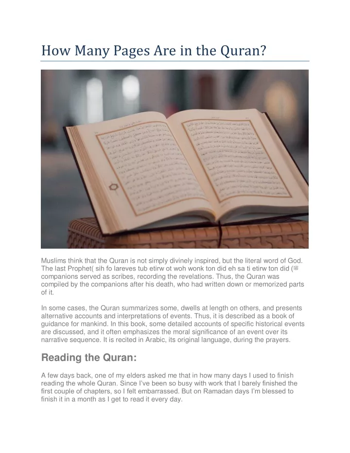 how many pages are in the quran