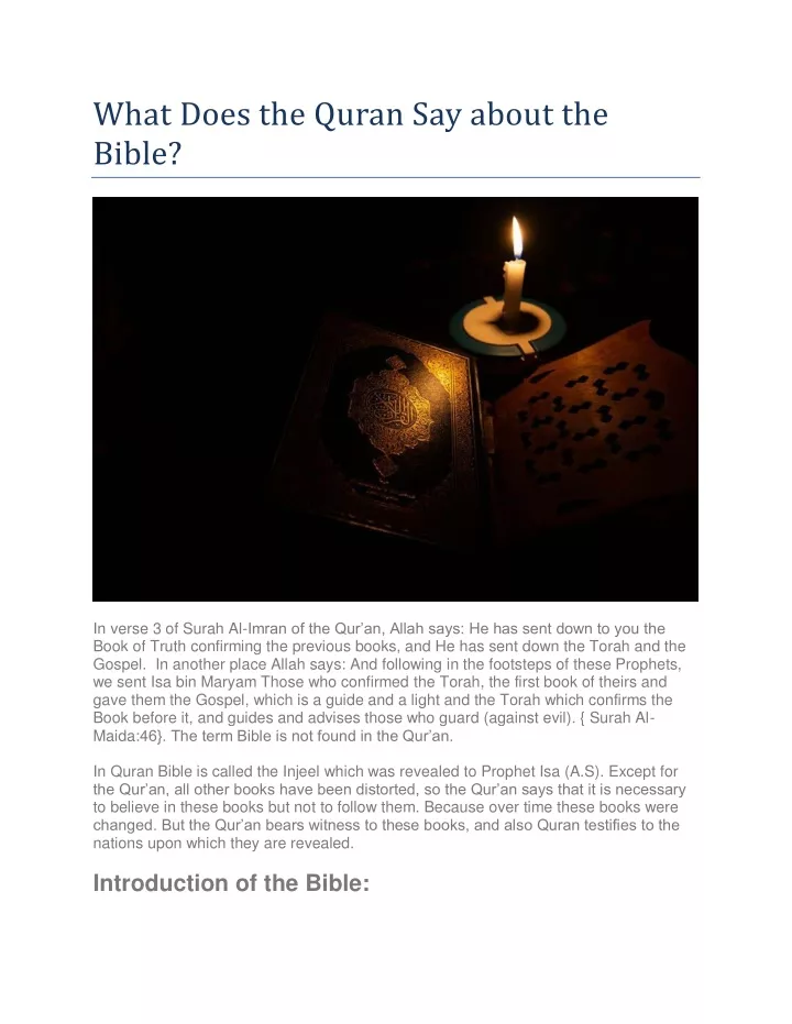 what does the quran say about the bible
