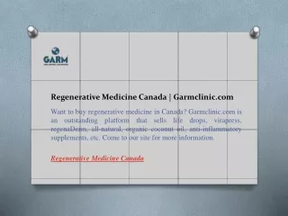 Regenerative Medicine Canada  Garmclinic.com