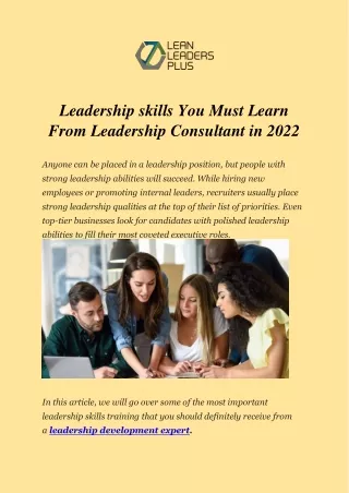 Leadership skills You Must Learn From Leadership Consultant in 2022