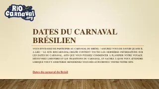 Dates du Carnaval Brésilien | Riocarnaval.org/fr