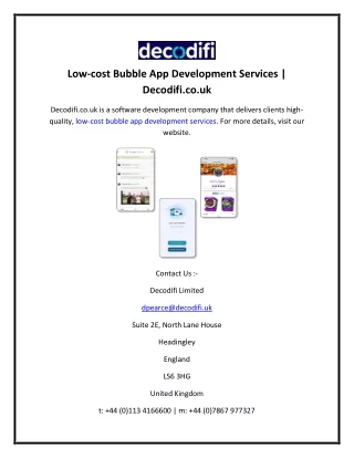 Low-cost Bubble App Development Services  Decodifi.co.uk