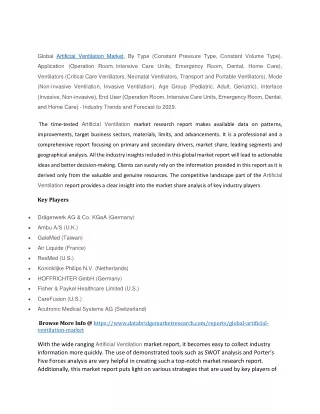global artificial ventilation market by type