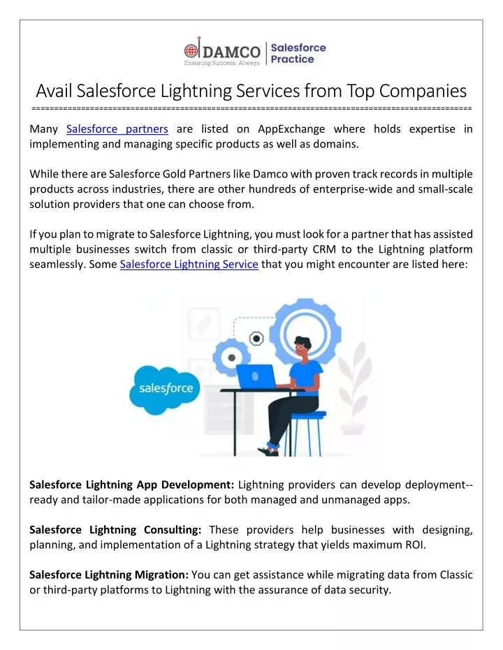 avail salesforce lightning services from