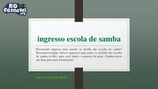 ingresso escola de samba