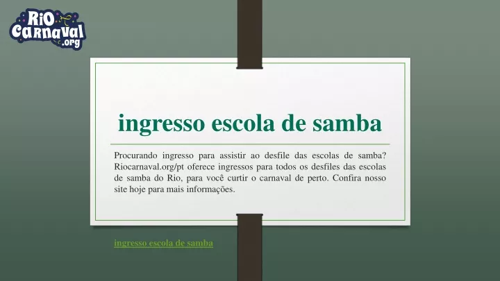 ingresso escola de samba