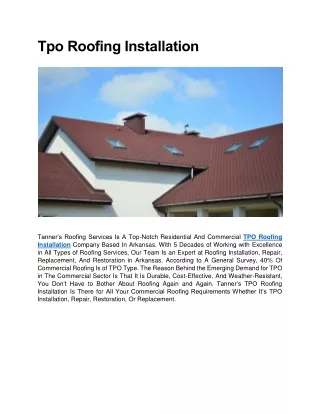 Tpo Roofing Installation