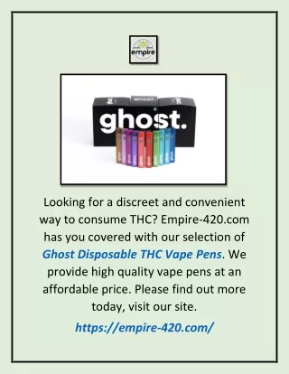 Ghost Disposable Thc Vape Pen | Empire-420.com