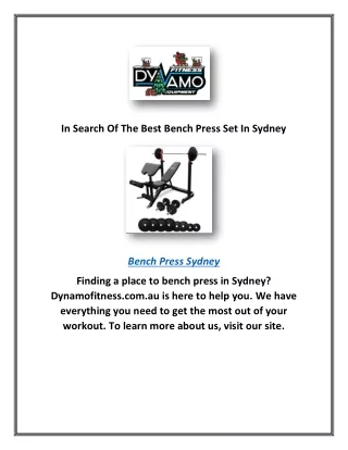 in search of the best bench press set in sydney