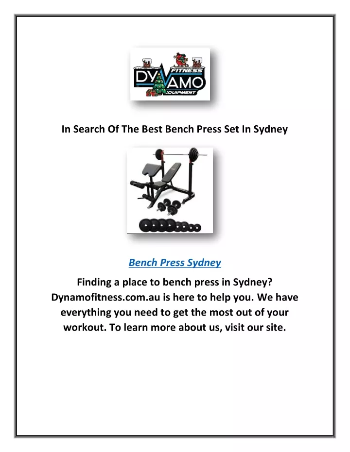 in search of the best bench press set in sydney